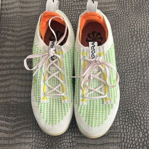 Nike Women's White Green Knit Athletic Shoes with Orange Lining